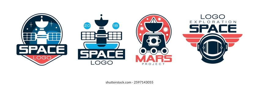 Mars and Space Project Label and Badge Design Vector Set