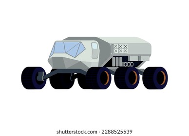 Mars space rover vehicle on white background flat vector illustration