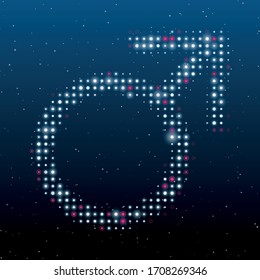 El símbolo de la médula llena de puntos blancos. Algunos puntos son rosas. Ilustración vectorial sobre fondo azul con estrellas