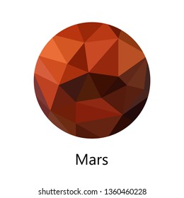 Mars. Triangle polygonal silhouette of solar system planet. Polygon design. Low poly art.
