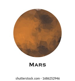 Mars. Triangle polygonal Mars in solar system planet. Polygon design. Low polygon vector illustration with white background. 