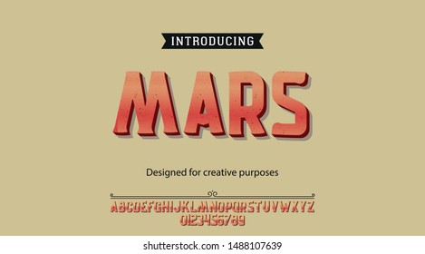 Mars typeface.For labels and different type designs