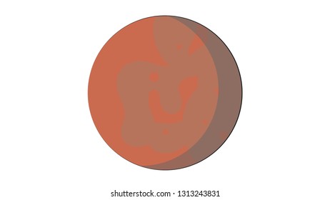 Mars vector. Solar System planets flat vector. Planets simple cartoon