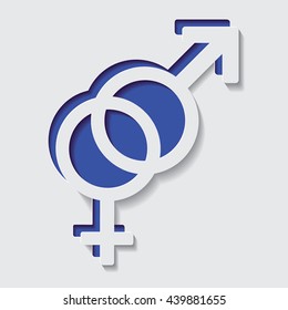 Mars and Venus cutout stylized symbol.Vector illustration.