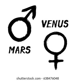 Mars And Venus - Grunge Signs With Text