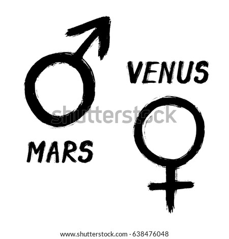 Mars and Venus - grunge signs with text