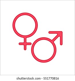 Mars Venus signs symbol flat icon on background