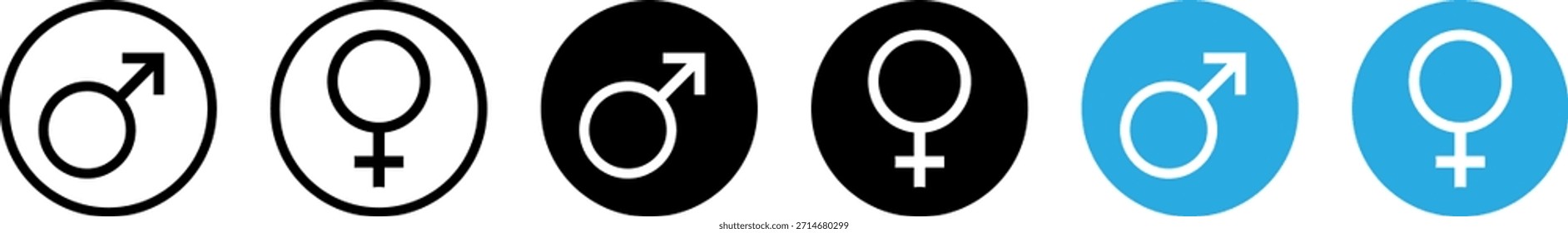 Mars und Venus Symbole in mehreren Stilen"