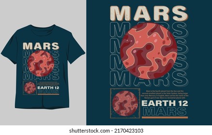  mars vintage design. classic stylish t-shirt and apparel abstract design  . Vector print, typography, poster. Global swatches, symbol, vintage design
