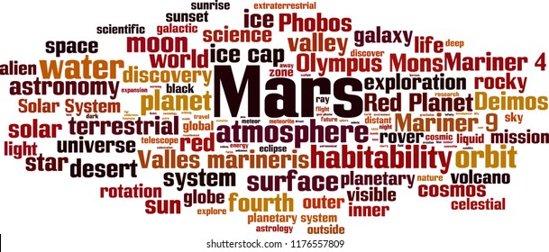 Mars word cloud concept. Vector illustration
