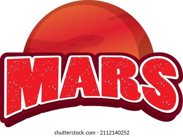 Mars word logo design on Mars planet illustration