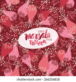 Marsala inspired seamless trendy pattern,fashionable sophisticated shade. Hand-drawn removeable lettering inscription
