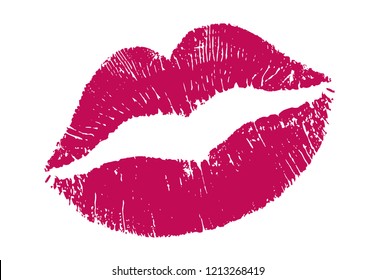 Marsala lips pomade imprint. Kiss day. Vector illustration on white background.