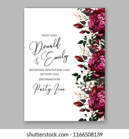 Marsala peony wedding invitation