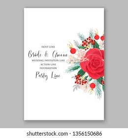 Marsala peony Wedding invitation or bridal shower floral vector card template printable background for marriage  rose