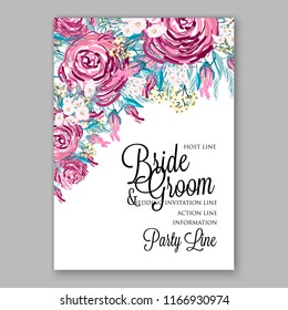 Marsala Peony wedding invitation Vector botanical banners set with pink peony flowers greeting card  bridal shower invitation