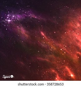 Marsala Space background With Colourful nebulas and glowing stars. Vector illustration.