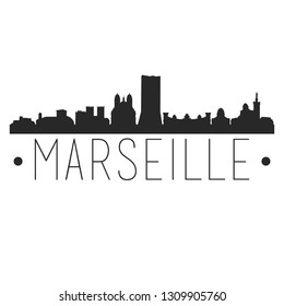 Marseille France City Skyline Silhouette City Stock Vector (Royalty ...