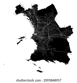 Marsella, Bouches-du-Rhône, Francia, Francia, mapa vectorial de alta resolución con límites de ciudad, y caminos editables.