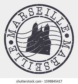 Marseille France Stamp Postal. Silhouette Seal. Passport Round Design. Vector Icon. Design Retro Travel. National Symbol.