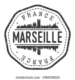 Marseille, France Stamp Skyline Postmark. Silhouette Postal Passport. City Round Vector Icon. Vintage Postage Design.