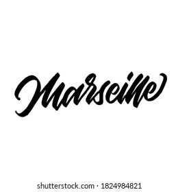 Marseille. handwritten modern calligraphy. typography design. Hand written type. Simple vector sign. Vector illustration.