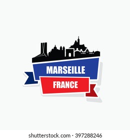 Marseille ribbon banner - vector illustration