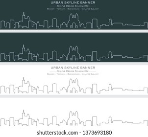 Marseille Single Line Skyline Banner