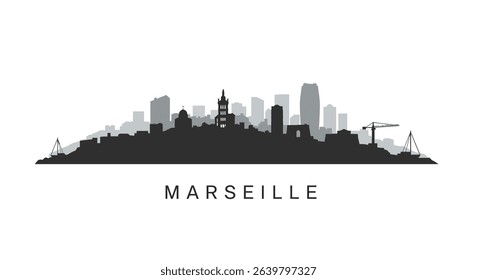 Marseille Skyline France Cityscape Vector.
