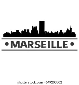 Marseille Skyline Silhouette Design City Vector Art