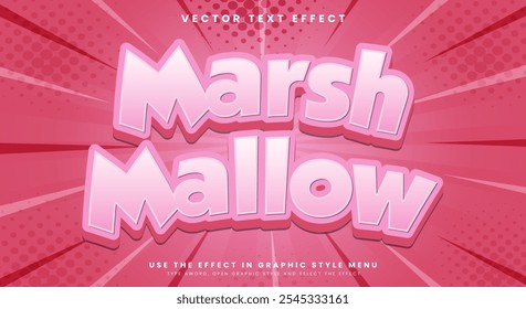 Marsh Mallow Estilo de dibujos animados editable Efecto de texto Plantilla