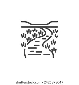 Marsh wetland line icon. linear style sign for mobile concept and web design. Salt marsh outline vector icon. Symbol, logo illustration. Vector graphics