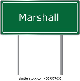 Marshall , Arkansas, , road sign green vector illustration, road table, USA city