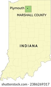 Marshall County and city of Plymouth location on Indiana state map