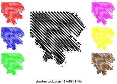 Marshall County, Oklahoma State (U.S. county, United States of America) map vector illustration, scribble sketch Marshall map