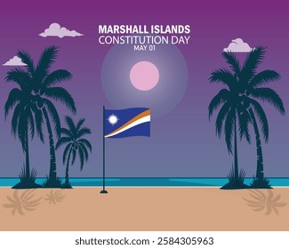 Marshall Island Constitution Day. Vector Illustration. The illustration is suitable for banners, flyers, stickers, cards, etc.