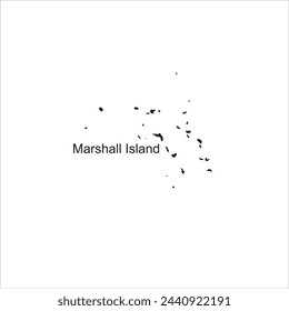 Marshall Island map and black lettering design on white background