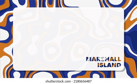 Marshall Island Map with Paper Cut Waves Background Shape perfect for Greeting Card, Desktop Wallpaper, and Banner