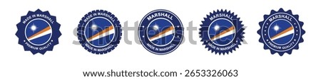 marshall island product labels set. marshall flag, premium made in marshall. Labels, seals, stamps, flags, icons