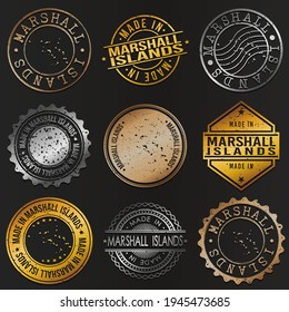 Marshall Islands Business Metal Stamps. Gold Made In Product Seal. National Logo Icon. Symbol Design Insignia Country.