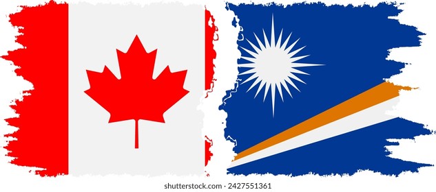 Marshall Islands and Canada grunge flags connection, vector