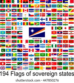 Marshall Islands, collection of vector images of flags of the world