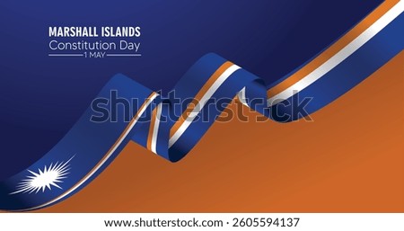 Marshall islands constitution day 1 May flag ribbon vector poster