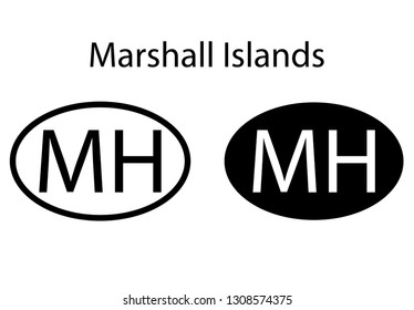 Marshall Islands country code icon.  Iso code country domain name.   MH - Marshall Islands abbreviated. vector
