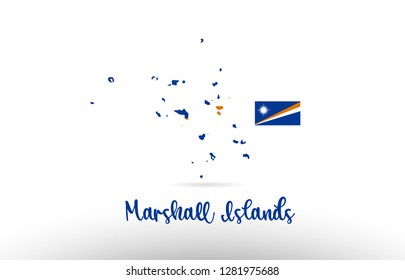 Marshall Islands country flag inside country border map design suitable for a logo icon design