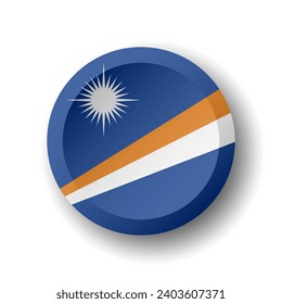 Bandera de las Islas Marshall - botón de círculo 3D con sombra caída. Icono del vector.