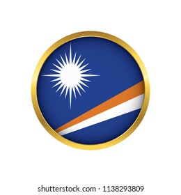 Marshall Islands flag button, Golden on a white background,flag of Marshall Islands Round badge or icon isolated. Vector illustration.
