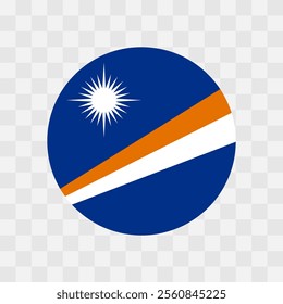 Marshall Islands flag - circle vector flag isolated on checkerboard transparent background