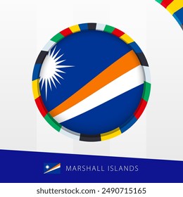 Marshall Islands Flag with Colorful Circle Border. Vector icon.