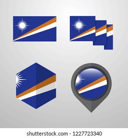 Marshall Islands flag design set vector